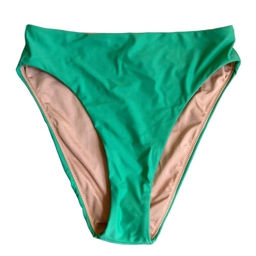 NWOT J. Crew High-rise Bikini Bottom Green Style BF178 Minimalist Sz S